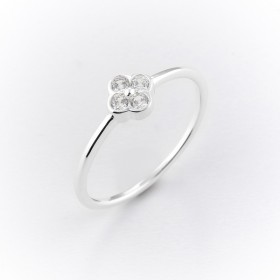 Bague fine en argent TREFLE - Oxydes blancs - CANYON