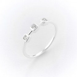 Bague fine en argent CARRES - Oxydes blancs - CANYON