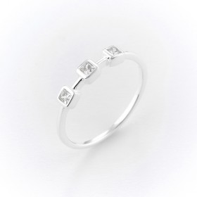 Bague fine en argent CARRES - Oxydes blancs - CANYON