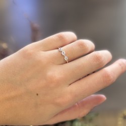 Bague fine en argent CARRES - Oxydes blancs TAILLE 56