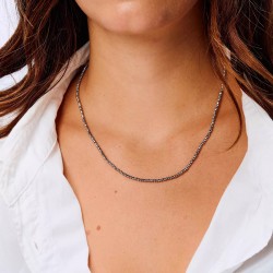 Bracelet élastique 3 Tours GRIS - Perles de verre facettées TAILLE M