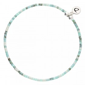 Bracelet élastique LE MIYUKI en Argent - Perles vert turquoise - DORIANE Bijoux