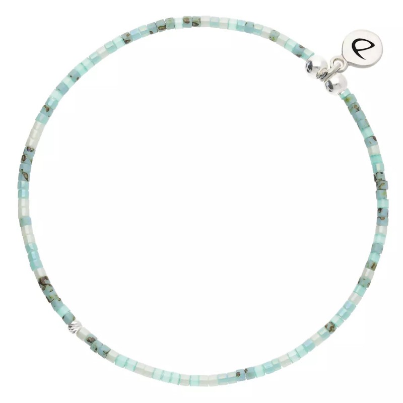 Bracelet élastique LE MIYUKI en Argent - Perles vert turquoise - DORIANE Bijoux