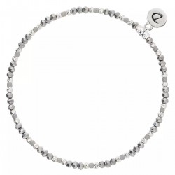 Bracelet élastique LE MIYUKI en Argent - Perles Hématites carrées - DORIANE Bijoux
