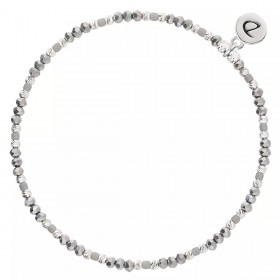 Bracelet élastique LE MIYUKI en Argent - Perles Hématites carrées - DORIANE Bijoux