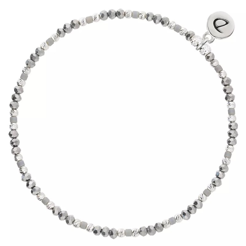 Bracelet élastique LE MIYUKI en Argent - Perles Hématites carrées - DORIANE Bijoux
