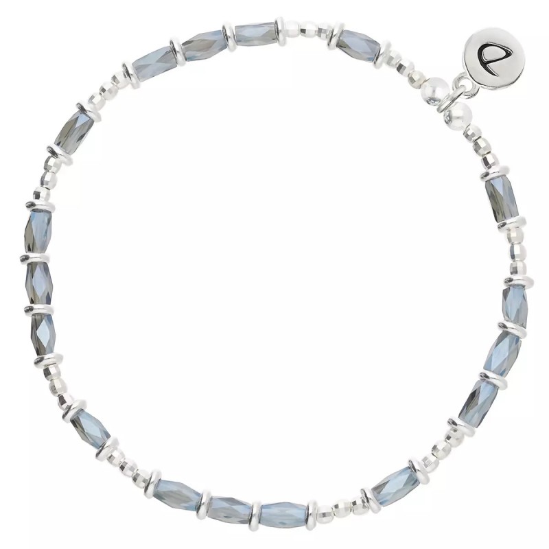 Bracelet élastique PRESTANCE argent - Perles de verre bleues - DORIANE Bijoux