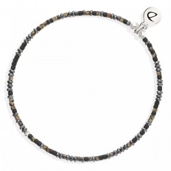 Bracelet élastique LE MIX argent - Noir hématite Léopard - DORIANE Bijoux