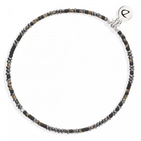 Bracelet élastique LE MIX argent - Noir hématite Léopard - DORIANE Bijoux