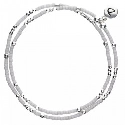Bracelet multi tours élastiqué ALBA argent & Perles gris clair - DORIANE Bijoux