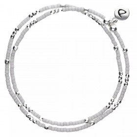 Bracelet multi tours élastiqué ALBA argent & Perles gris clair - DORIANE Bijoux
