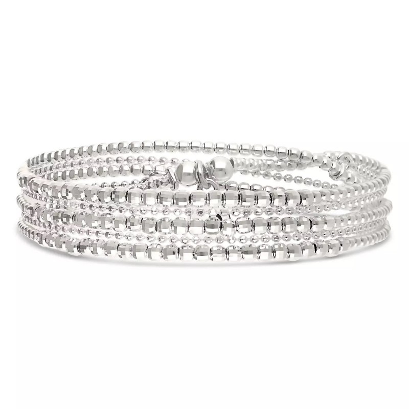 Bracelet élastique 5 tours en argent L'AMOUREUSE & Coeur - DORIANE Bijoux