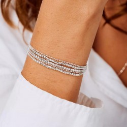 Bracelet élastique et chaîne 3 tours en argent - Le Complice TAILLE M