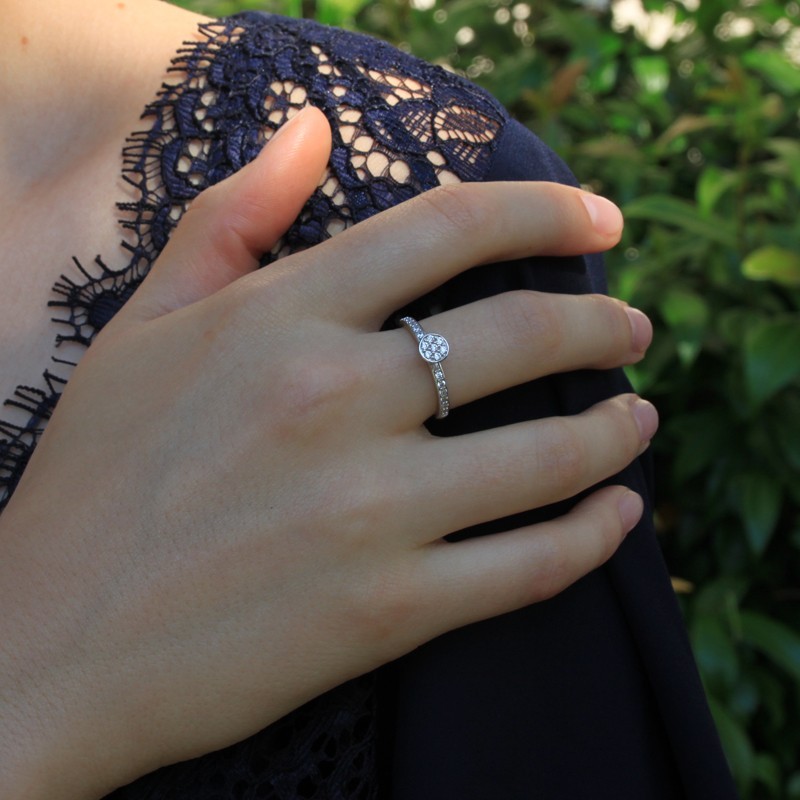 Bague En Argent Massif 925 Avec Apatite Véritable Et Zircons - Taille 58-59, Neuve Sans Emballage
