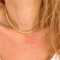 Collier LOVE GOLD chaîne dorée - Coeurs en Hématites