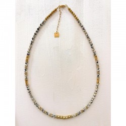 Collier TANGUY chaîne dorée - Jaspes & Hématites dorées - Maison 91