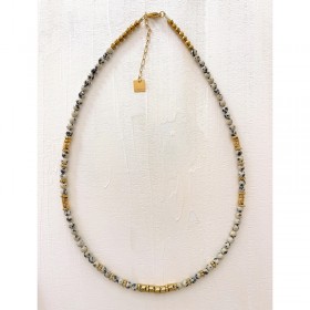 Collier TANGUY chaîne dorée - Jaspes & Hématites dorées - Maison 91