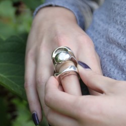 Bague métal boule triple trois en 1