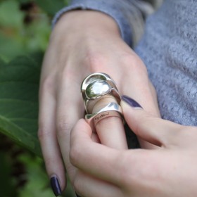 Bague métal boule triple trois en 1