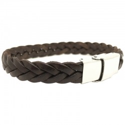 Bracelet large homme Cuir Tressé Marron Loop and Co