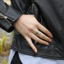 Bague Large - Tube Argent Or Rose & Or Jaune LA CLASSIQUE 