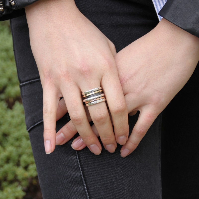 Bague Multi-anneaux Soudés Argent 925 Massif - Zircons - Taille 54 - Neuve Avec étiquettes