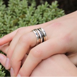 Bague Large - Tube Argent Or Rose & Or Jaune LA CLASSIQUE 