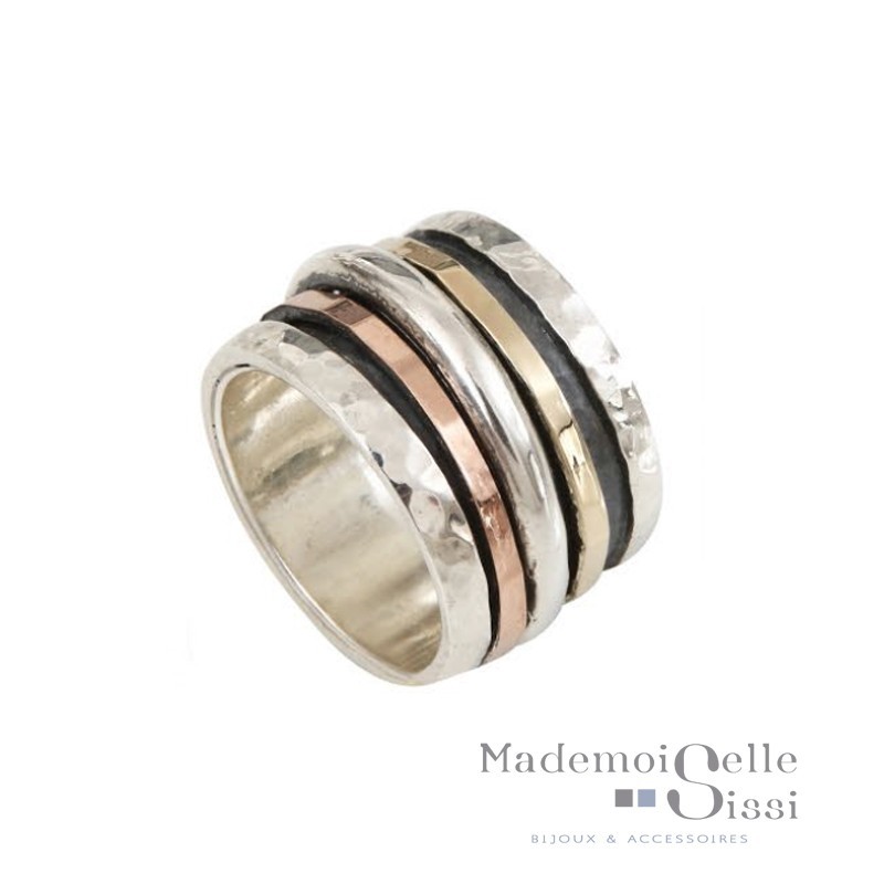 Bague THEMA Large - Tube Argent Or Rose & Or Jaune LA CLASSIQUE Bague THEMA Large - Tube Argent Or Rose & Or Jaune LA CLASSIQUE