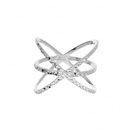 Bague Argent 925 Jonc Effet Diamanté Avec Améthyste - Taille 52, Occasion Parfait état