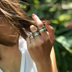 COLLECTION - Bague Large - Tube Argent Or Rose & Or Jaune LA CLASSIQUE