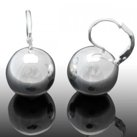 Boucles d'oreilles sur dormeuses boule argent 925 diamètre 12 mm