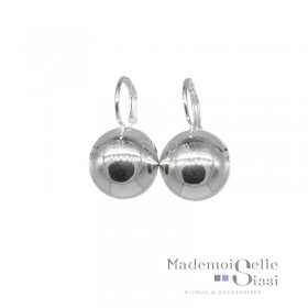 Boucles d'oreilles sur dormeuses Doriane - boule argent 925 diamètre 12 mm