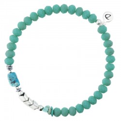 Bracelet homme élastiqué argent FIRE - Turquoises & Décor ethnique  Doriane Bijoux