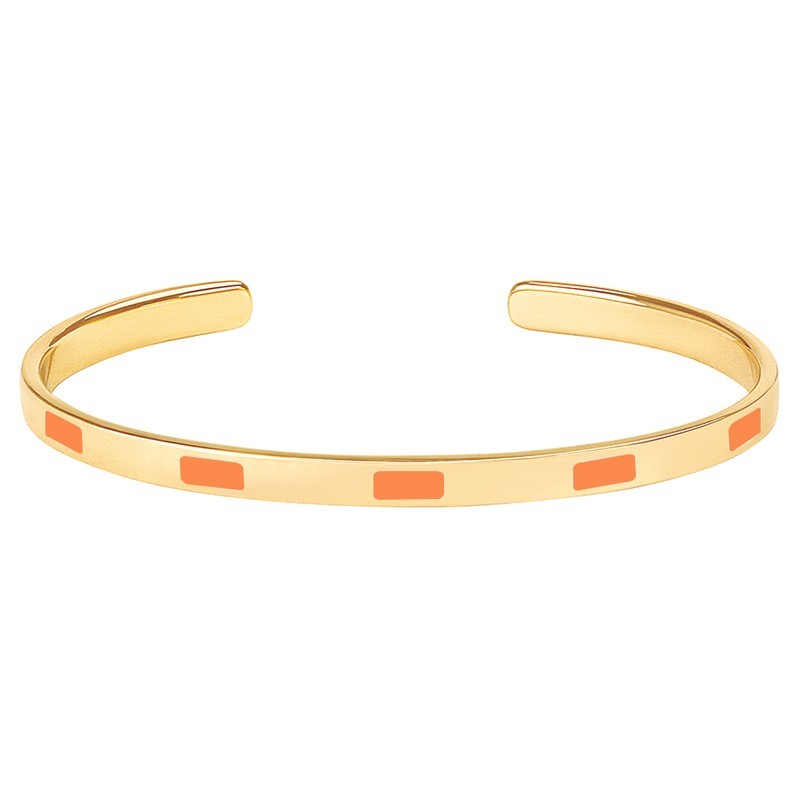 Bracelet jonc fin ouvert Bangle Tempo - Laiton doré & Email mandarine Bracelet jonc fin ouvert Bangle Tempo - Laiton doré & Email mandarine