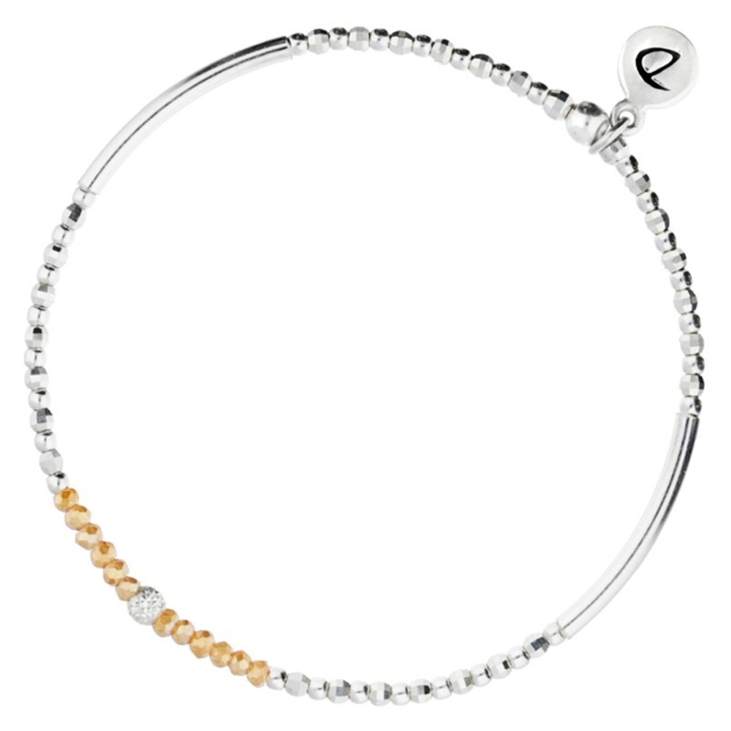 Bracelet Doriane - bracelet élastiqué Silver Flirting - Perles argent & Perles de verre orange