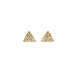 LuckyTeam - Boucles d'oreilles Puces dorées - Triangles & Zircons blancs