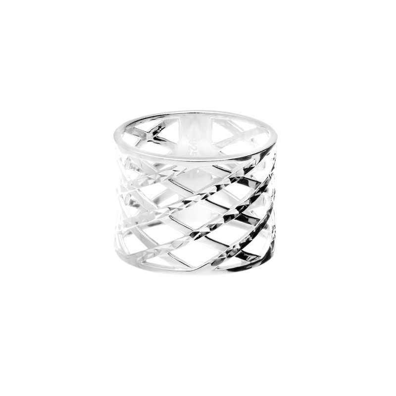 DORIANE BIJOUX - Bague large losanges en argent ciselé effet diamanté - Lullaby