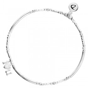 DORIANE BIJOUX - Bracelet élastique argent I LOVE YOU - Tubes lisses & Diamantés