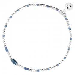 DORAINE BIJOUX - Bracelet élastique argent INFINITY - Perles silver & Miyuky bleues