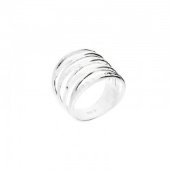 Bague large anneaux en argent ciselé effet diamanté - Icône DORIANE BIJOUX