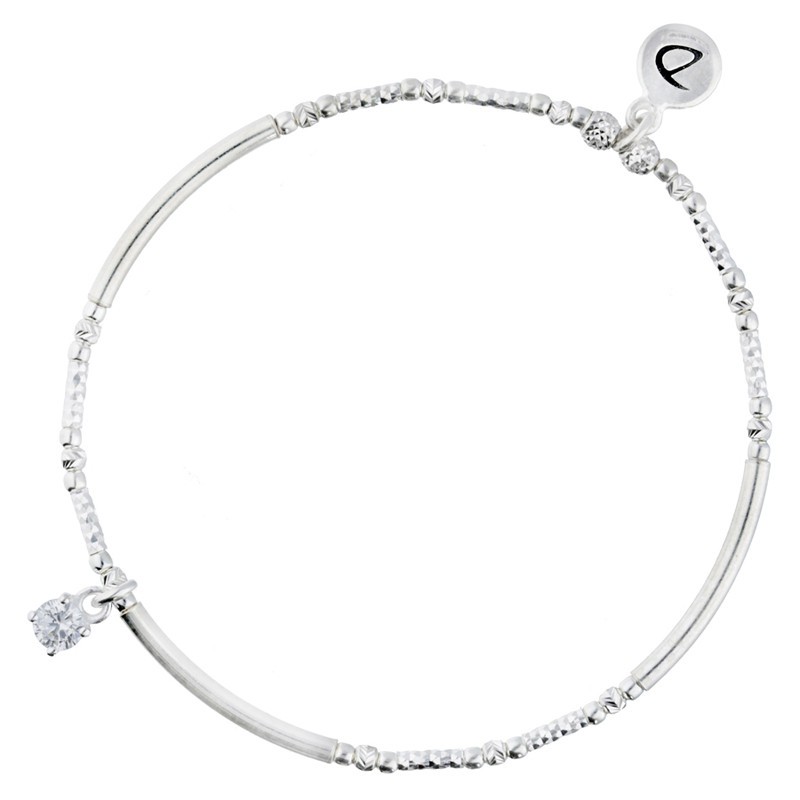 Bracelet élastique argent ALONE DORIANE Bijoux - Tubes lisses diamantés & Oxyde de zirconium Bracelet élastique argent ALONE DORIANE Bijoux - Tubes lisses diamantés & Oxyde de zirconium