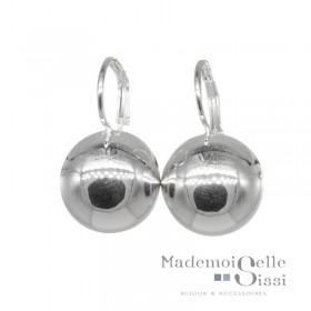 Boucles d'oreilles sur dormeuses boule argent 925 diamètre 18 mm DORIANE BIJOUX