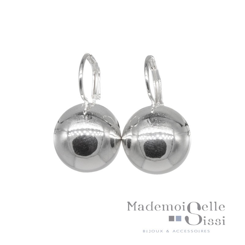 Boucles d'oreilles sur dormeuses Doriane - boule argent 925 diamètre 16 mm DORIANE BIJOUX