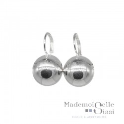 Boucles d'oreilles sur dormeuses Doriane - boule argent 925 diamètre 14 mm