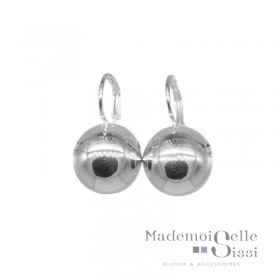 Boucles d'oreilles sur dormeuses Doriane - boule argent 925 diamètre 14 mm