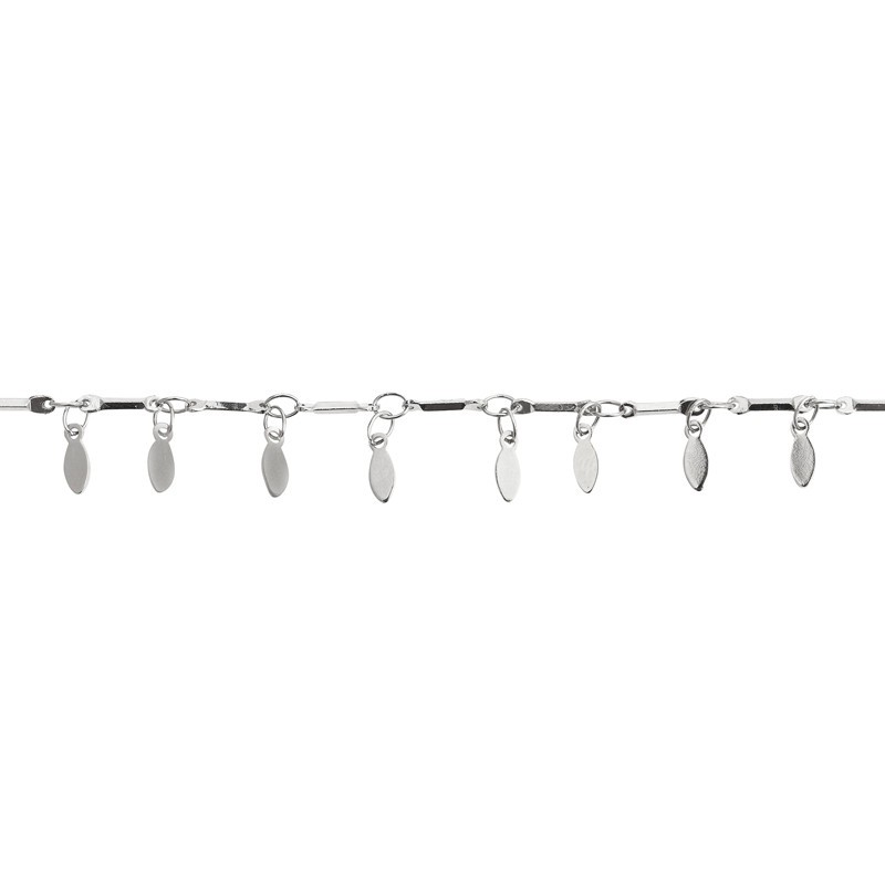 Bracelet ajustable CAMILLE argenté - Chaîne fine & Médailles navettes - NILAI PARIS Bracelet ajustable CAMILLE argenté - Chaîne fine & Médailles navettes - NILAI PARIS