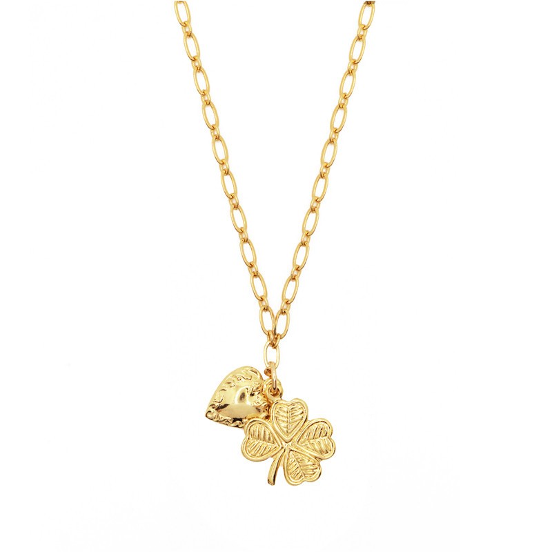 Collier TREFLE COEUR doré - Chaîne fine & Médailles Trèfle Coeur - NILAI PARIS Collier TREFLE COEUR doré - Chaîne fine & Médailles Trèfle Coeur - NILAI PARIS