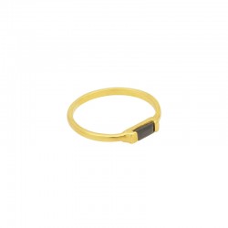 Bague fine Baguette Crystal - Onyx noir UNE A UNE