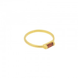 Bague fine BAR Or - Anneau fin & Barrette Rubis - Une à Une