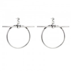 Boucles d'oreilles Créoles RING métal - Anneaux ronds & Barre transversale CXC